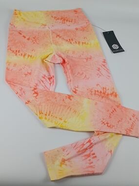Woman's Tie-Dye Leggings - Pink & Yellow